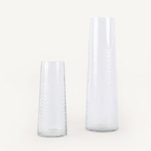 Load image into Gallery viewer, Two clear glass vases on a white background