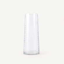 Load image into Gallery viewer, Clear glass vase with wavy design on a white background