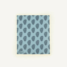 Load image into Gallery viewer, Patterned Swedish dishcloth with blue and green design on a light blue background