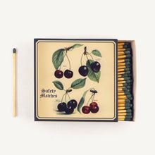 Load image into Gallery viewer, Matchbox with cherry design and safety matches on a white background