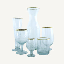 Load image into Gallery viewer, Etched Glass Carafe with Gold Rim
