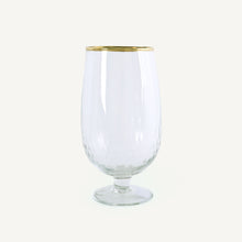 Load image into Gallery viewer, Clear glass with gold rim on a white background
