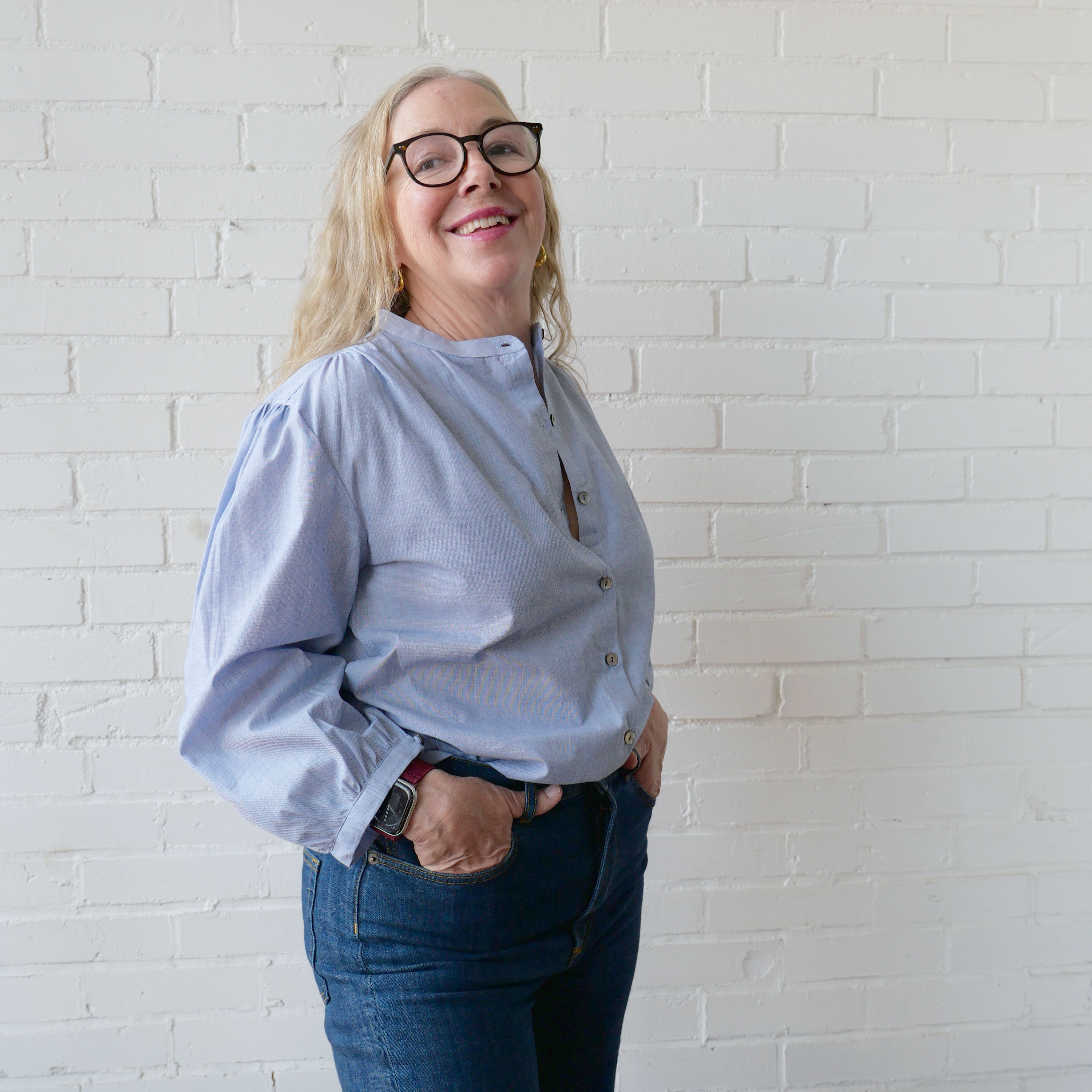 CA Everyday Blouse - Navy Weave
