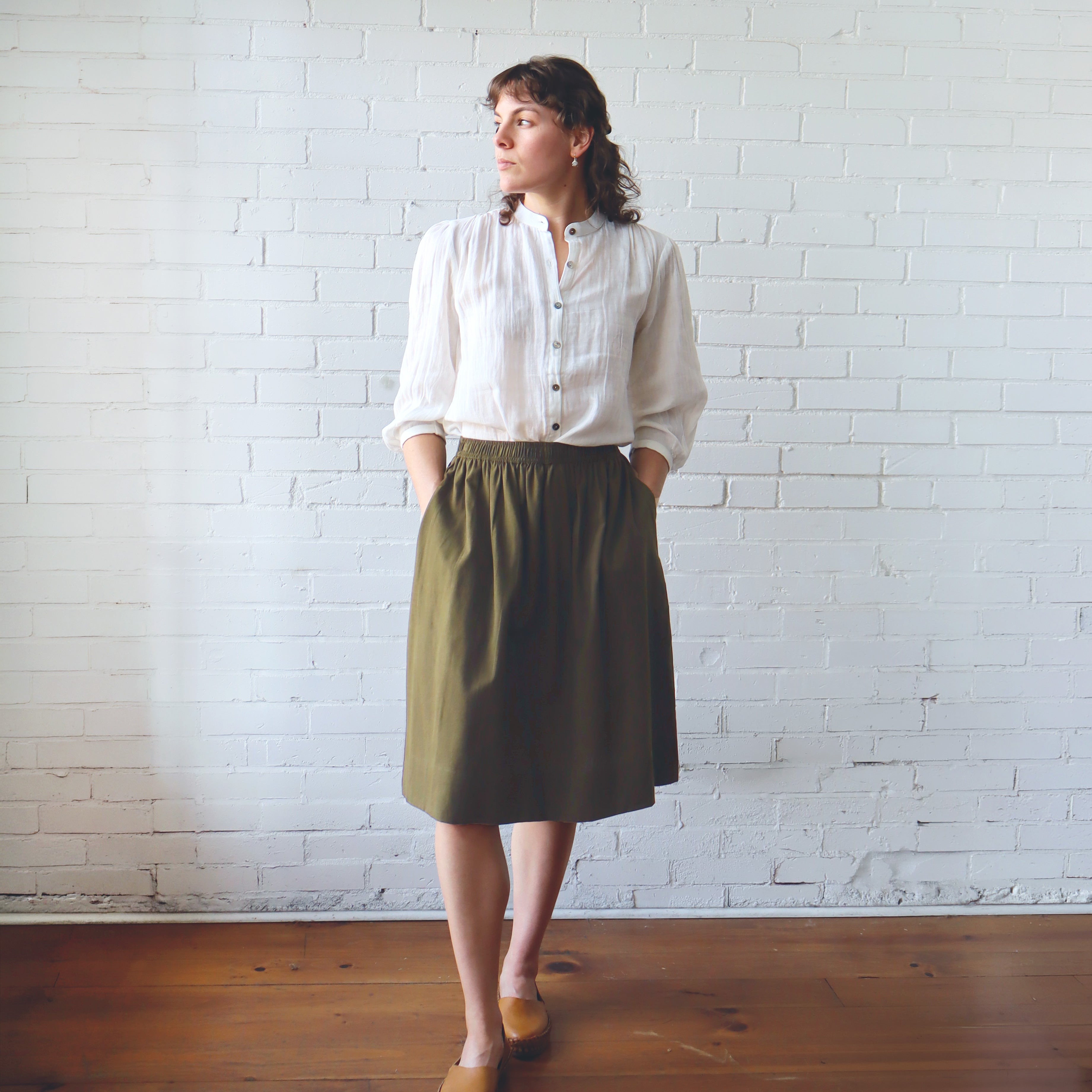 CA Everyday Skirt - Linen Olive