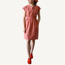 Load image into Gallery viewer, Woman wearing a pink dress with red shoes on a white background
