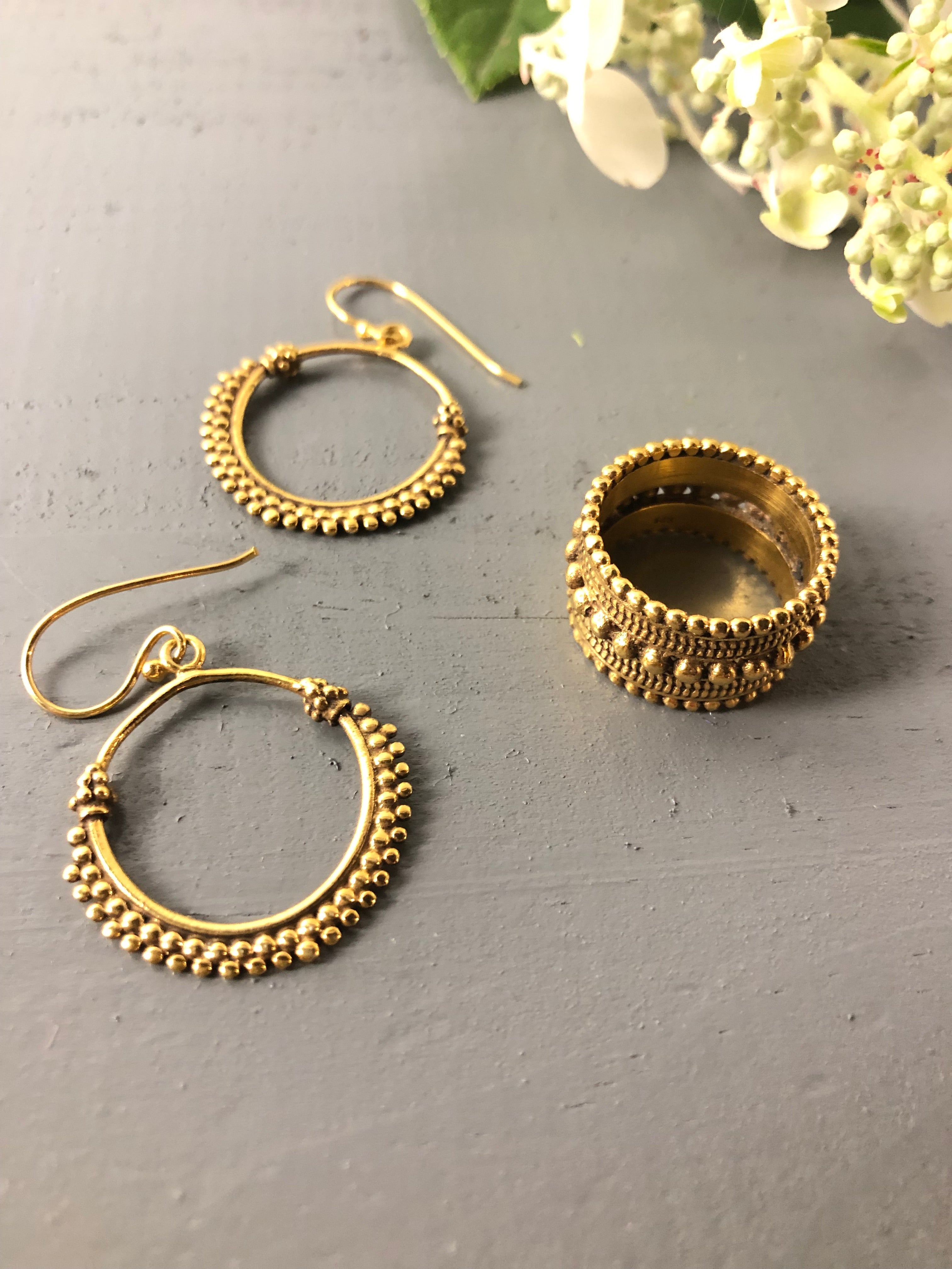Athena Earring (Gold) (Oxidised)