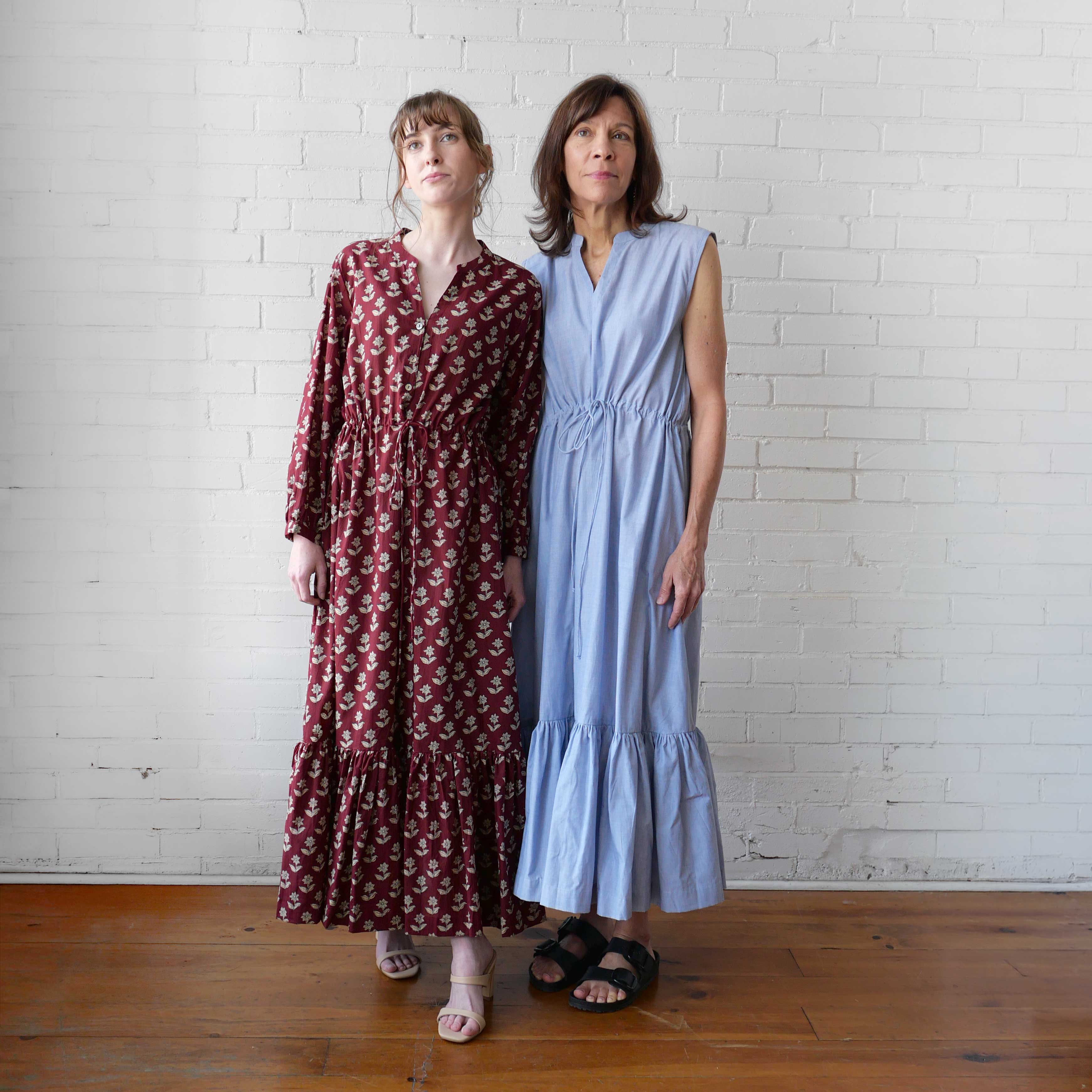CA Maggie Dress - Burgundy Block Print