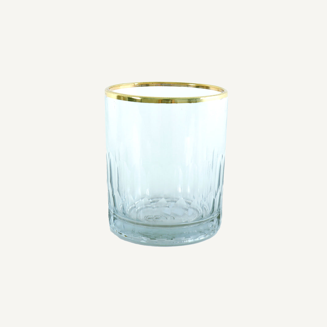 Etched Glass High Ball with Gold Rim