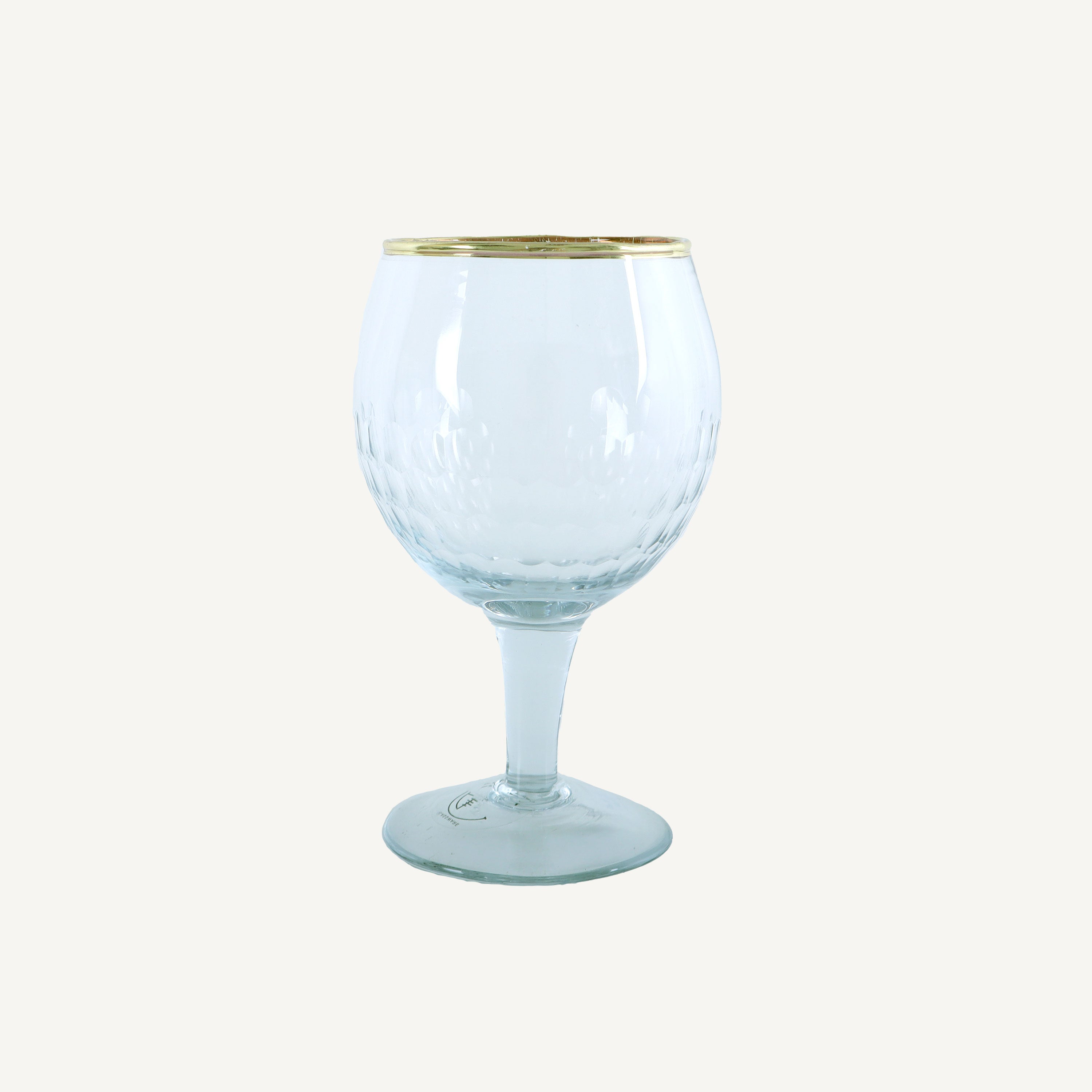 Etched Wine Glass with Gold Rim