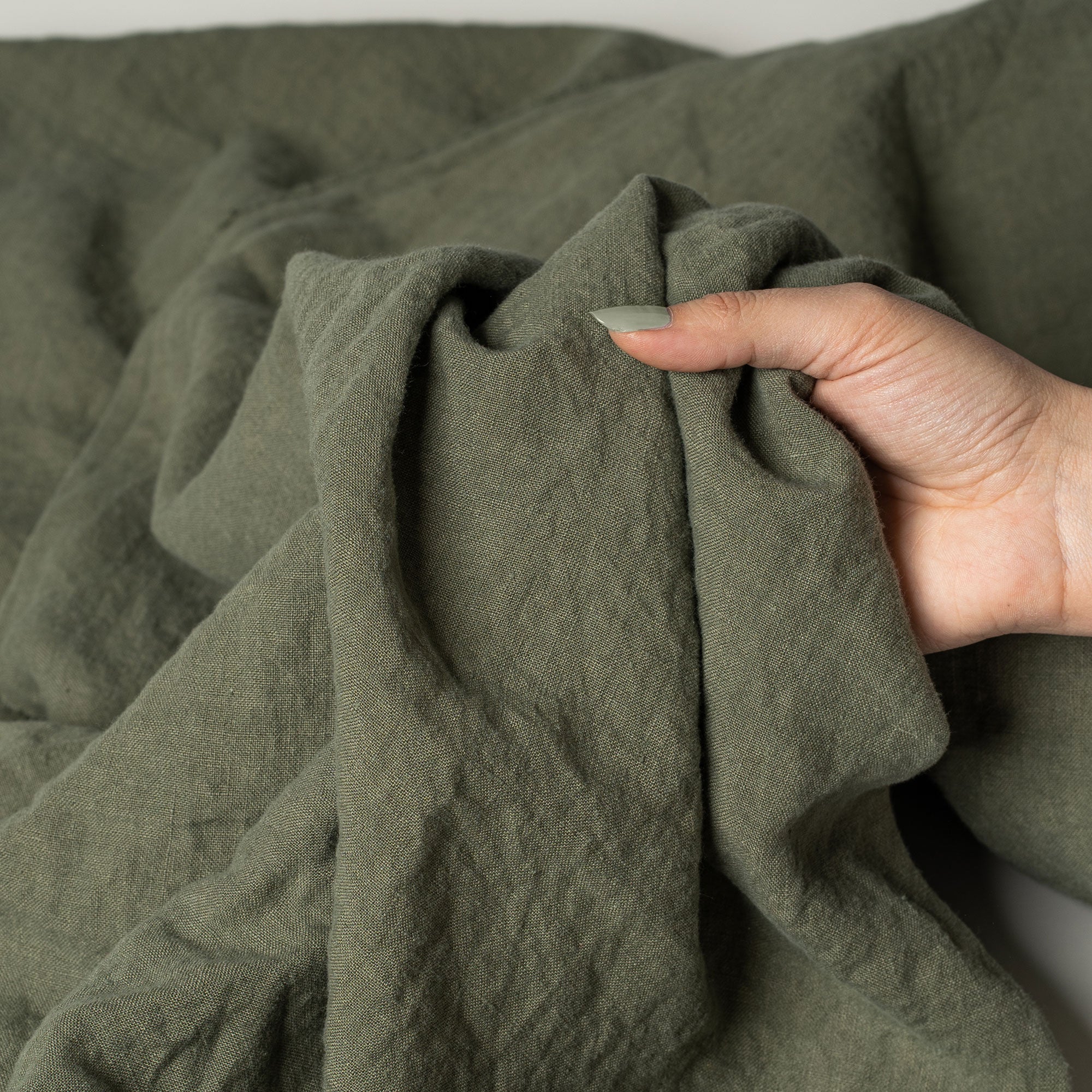 Linen Midi Wrap Skirt - Stone Green